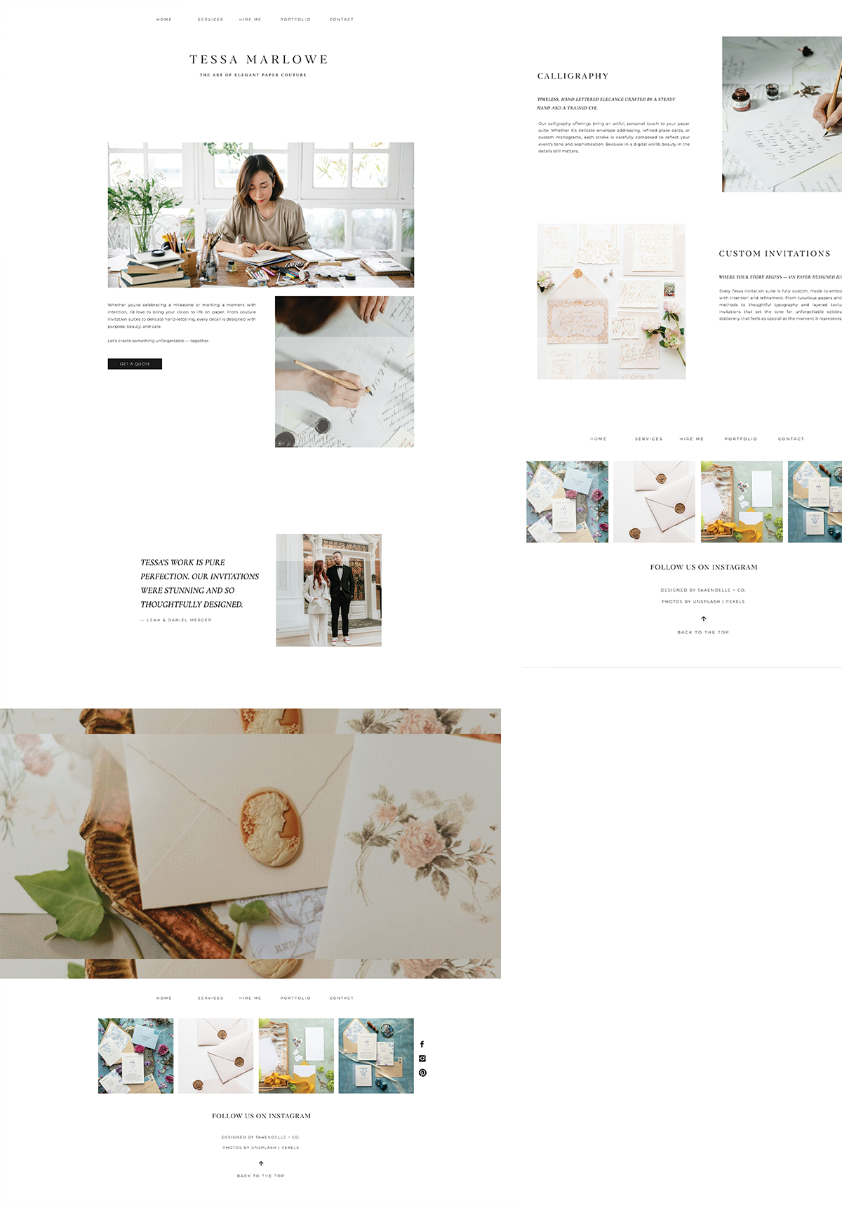 The Tessa Marlowe Showit Template Design by Taaenoelle + Co.