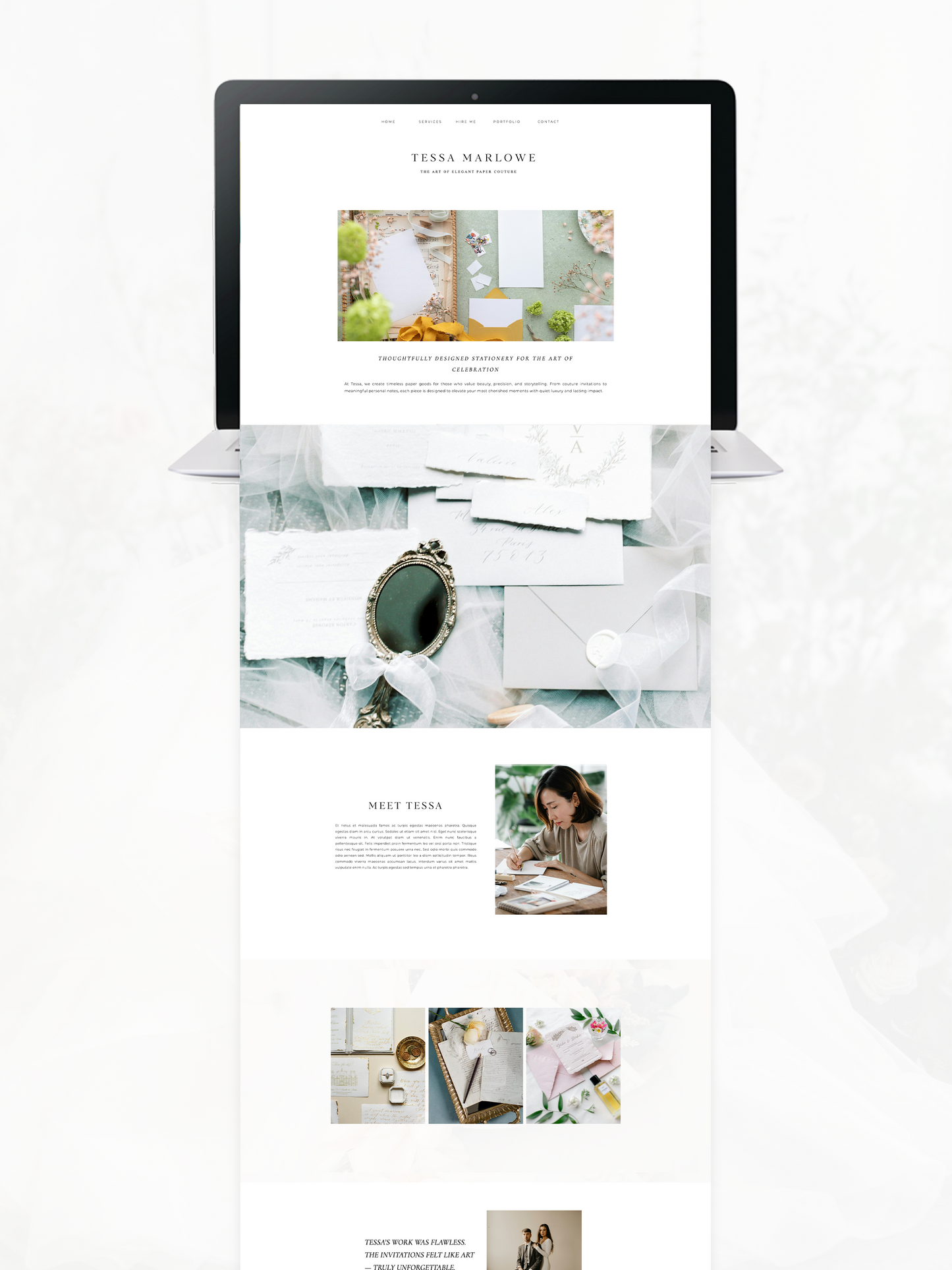 The Tessa Marlowe Showit Template Design by Taaenoelle + Co.