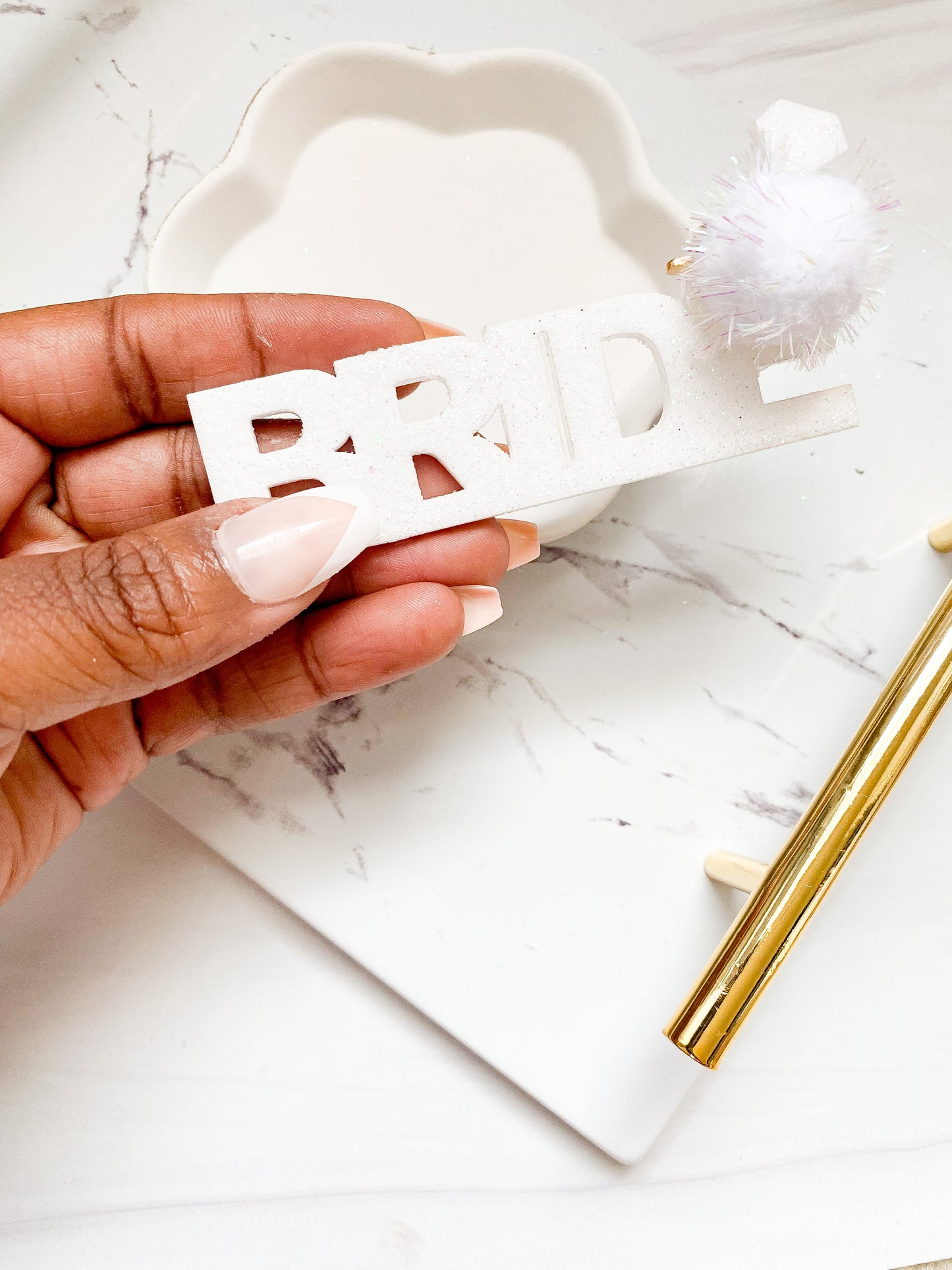 Bride Keychain (White Sparkle)