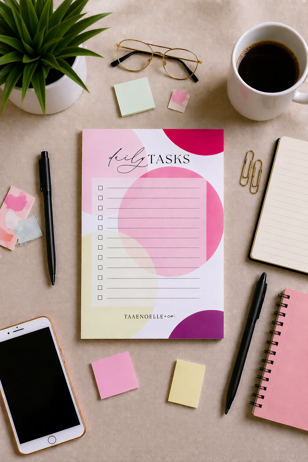Daily Tasks Notepad + Stay on Track Magnet