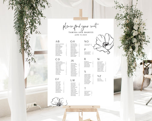 Seating Chart w/ Abstract Floral Design