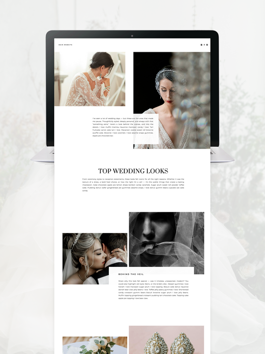 Top Wedding Looks Add-On Page Showit Template Design by Taaenoelle + Co.