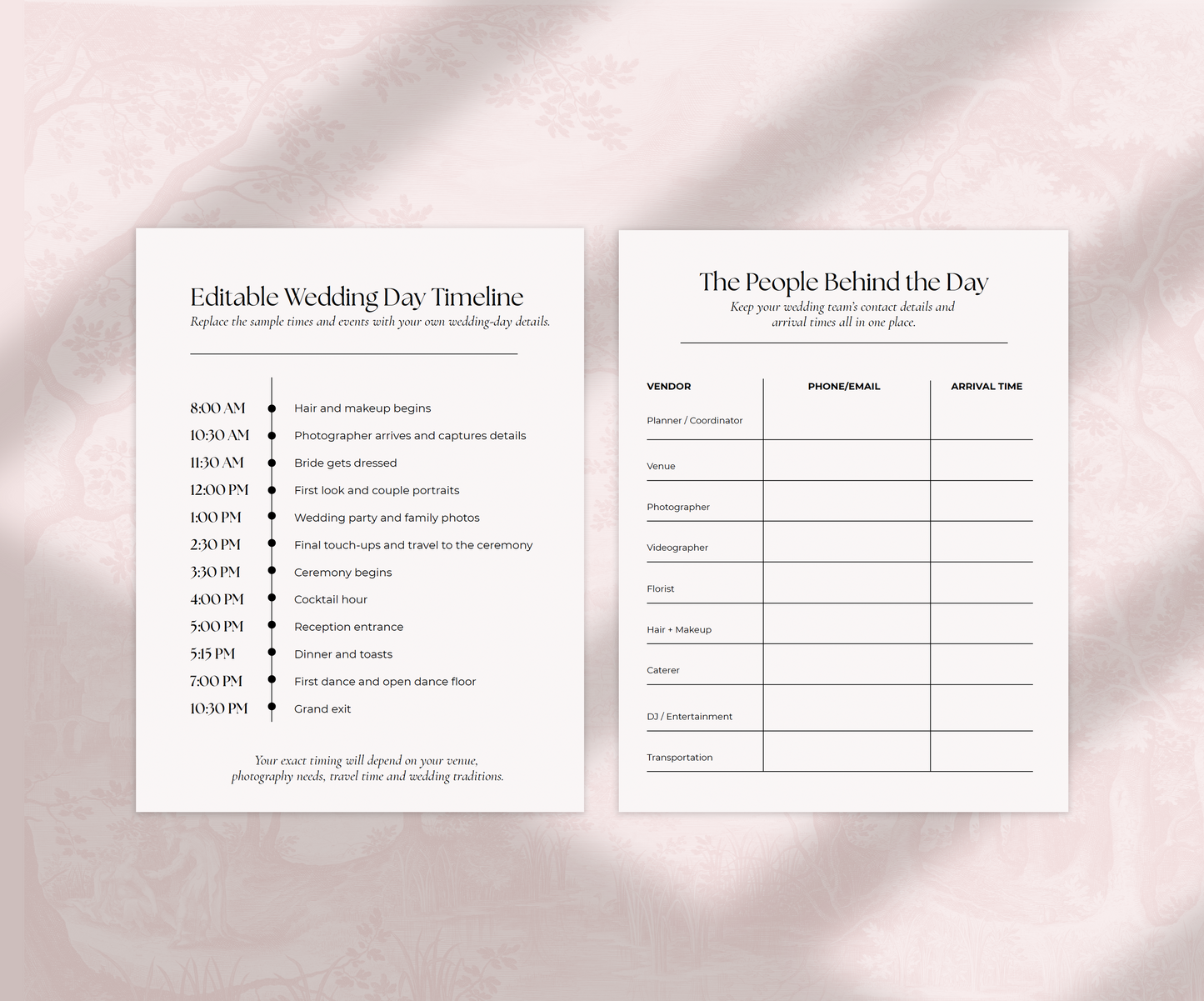 The Wedding Day Timeline - Digital Download