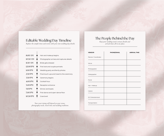 The Wedding Day Timeline - Digital Download